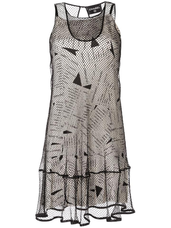 Chanel Pre-owned Layered Mesh Sleeveless Dress - Neutrals