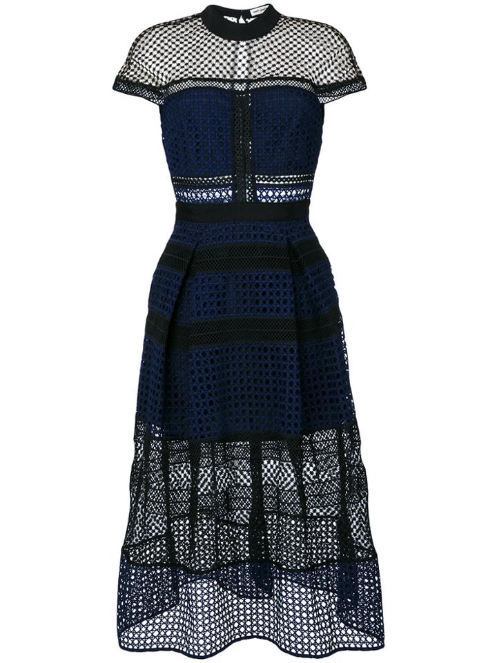 Self-portrait Panelled Lace Dress - Black