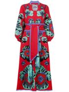 Yuliya Magdych Poppies Embroidered Kimono Dress