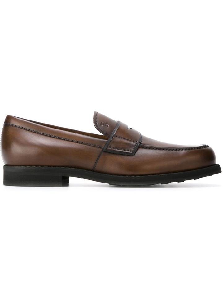 Tod S Penny Loafers, Men's, Size: 9, Brown, Leather/rubber