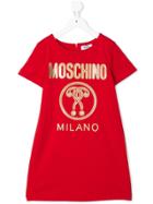 Moschino Kids Logo Printed Shirt Dress - Red
