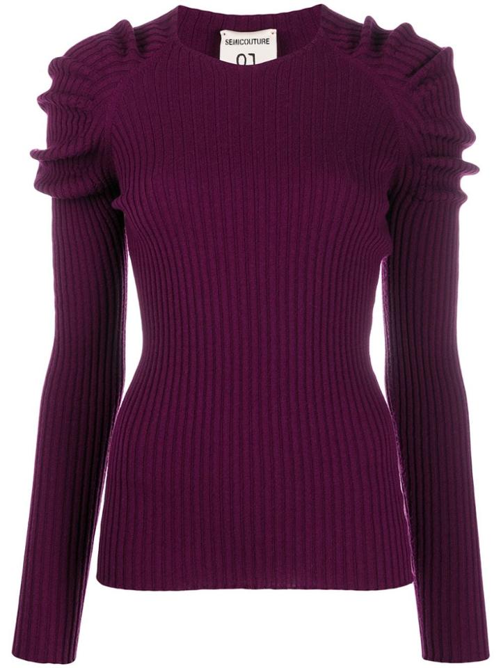 Semicouture Puff Sleeve Jumper - Purple