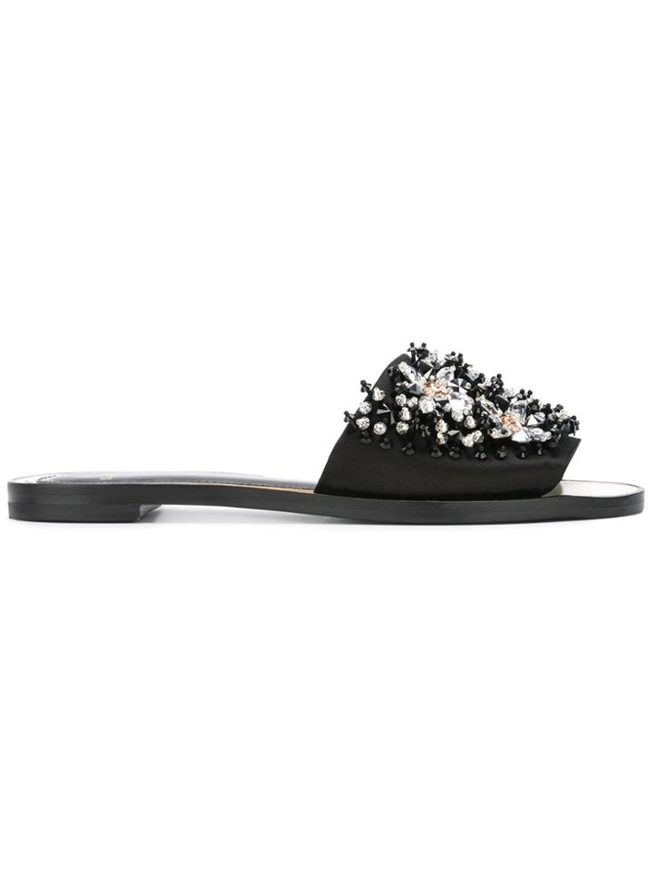 Lanvin Crystal Strap Sandals - Black