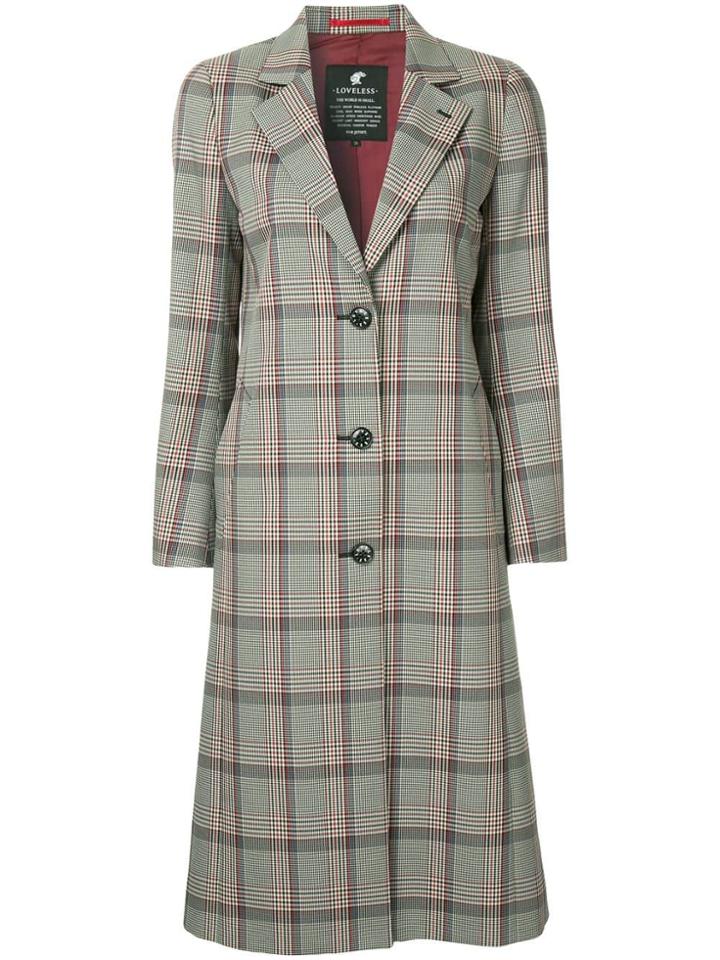 Loveless Checked Single Breasted Coat - Grey