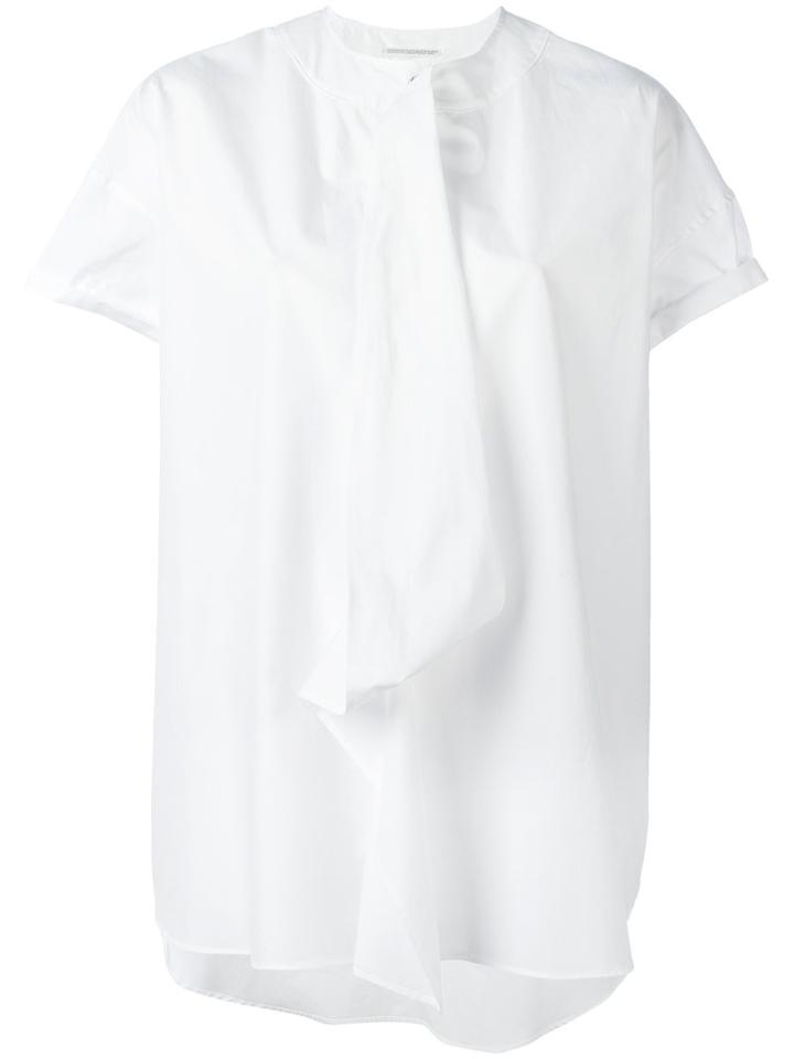 Yohji Yamamoto - Draped Detail Semi-sheer T-shirt - Women - Cotton - 2, White, Cotton
