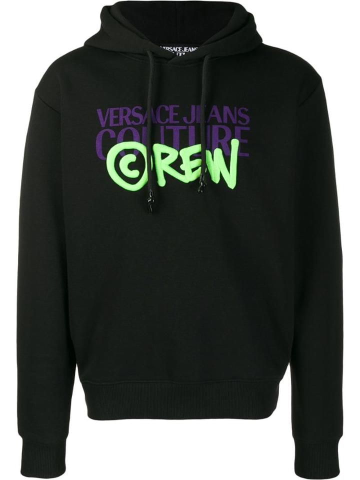Versace Jeans Couture Printed Logo Hoodie - Black