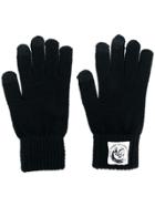 Diesel Logo Patch Knitted Gloves - Black