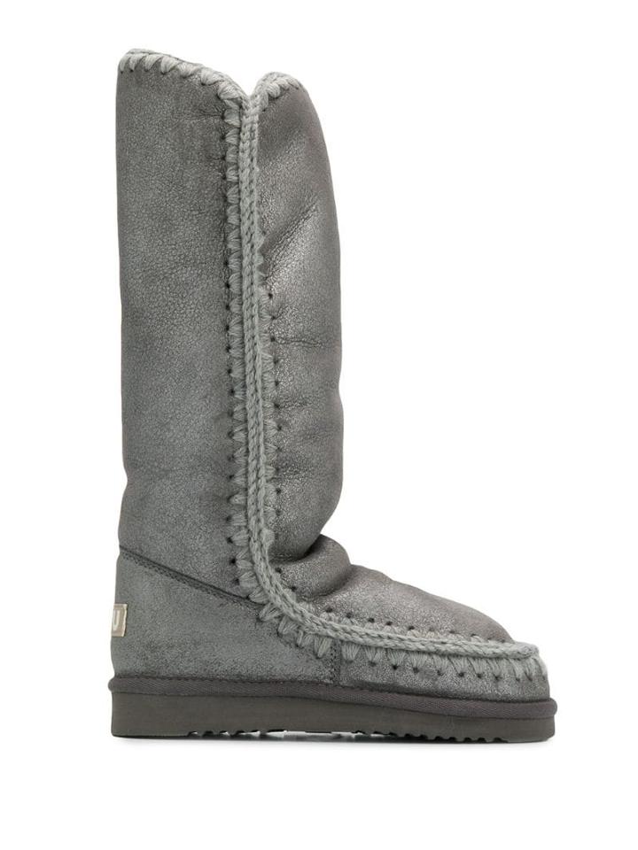 Mou Mou Fw101002b Eskimo Boot 40cm Duiro Leather/fur/exotic