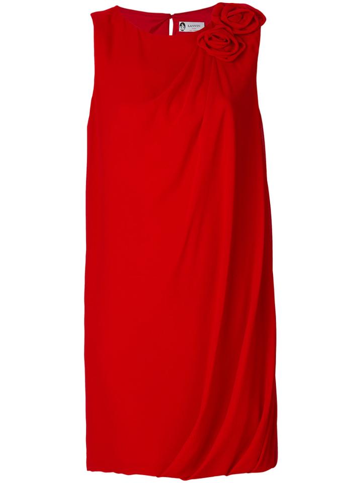 Lanvin Flower Appliqué Dress - Red
