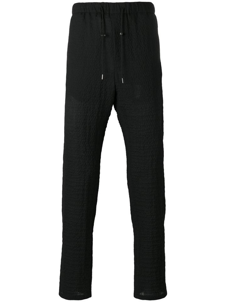 Emporio Armani Drawstring Straight Trousers, Men's, Size: 48, Black, Spandex/elastane/virgin Wool