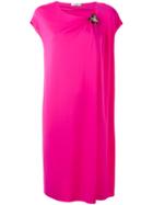 Lanvin Draped Dress With Crystal Corsage - Pink & Purple