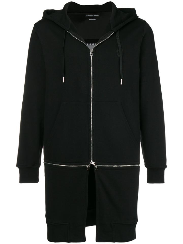 Alexander Mcqueen Zip Detailed Hoodie - Black