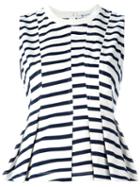 T By Alexander Wang Striped Peplum Top, Women's, Size: Small, White, Cotton