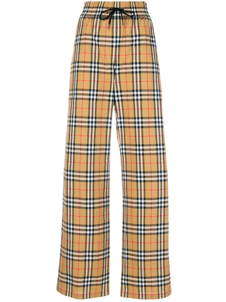 Burberry Stripe Detail Check Trousers - Yellow & Orange