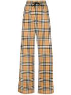 Burberry Stripe Detail Check Trousers - Yellow & Orange