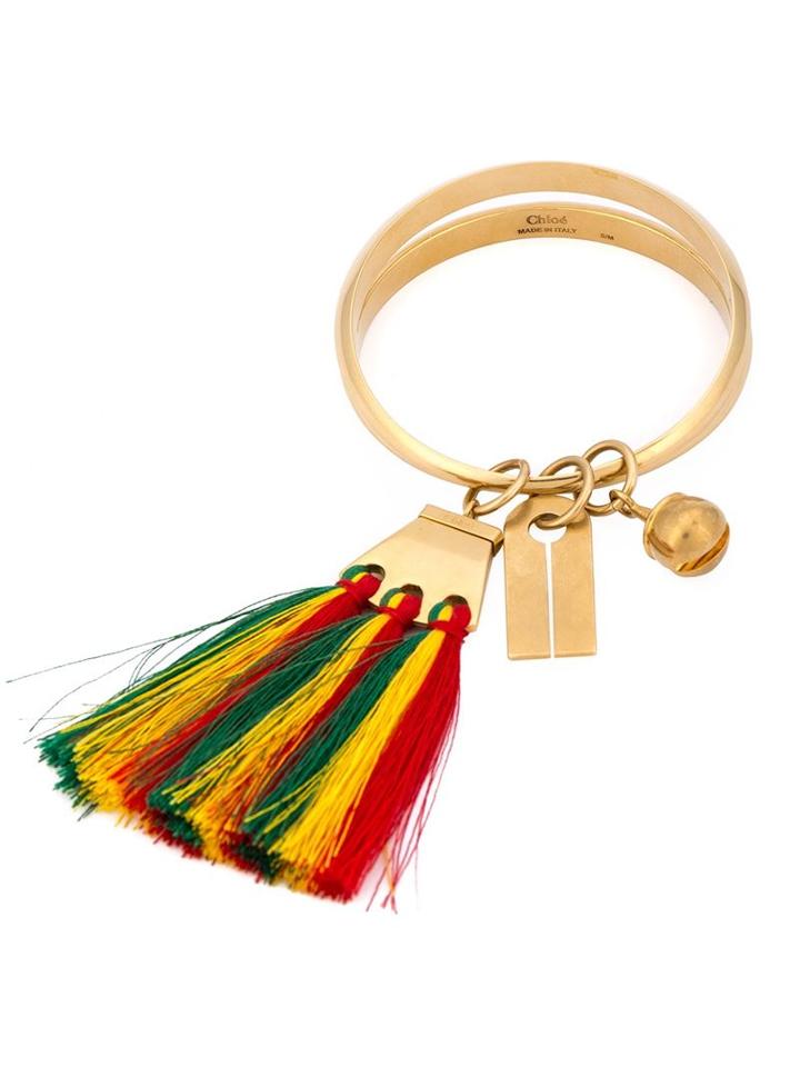 Chloé Janis Tassel Bangle, Women's, Size: M, Yellow, Cotton/polyester/brass