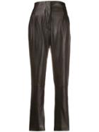 Alberta Ferretti Textured High-waisted Trousers - Green