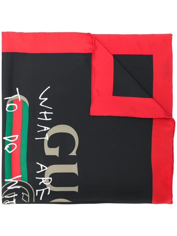 Gucci Gucci Coco Capitán Logo Silk Scarf - Black