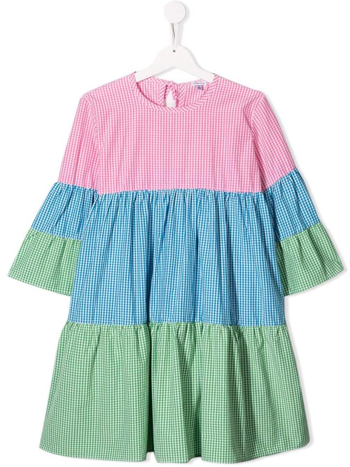 Piccola Ludo Colour Block Check Dress - Pink
