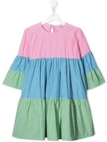 Piccola Ludo Colour Block Check Dress - Pink
