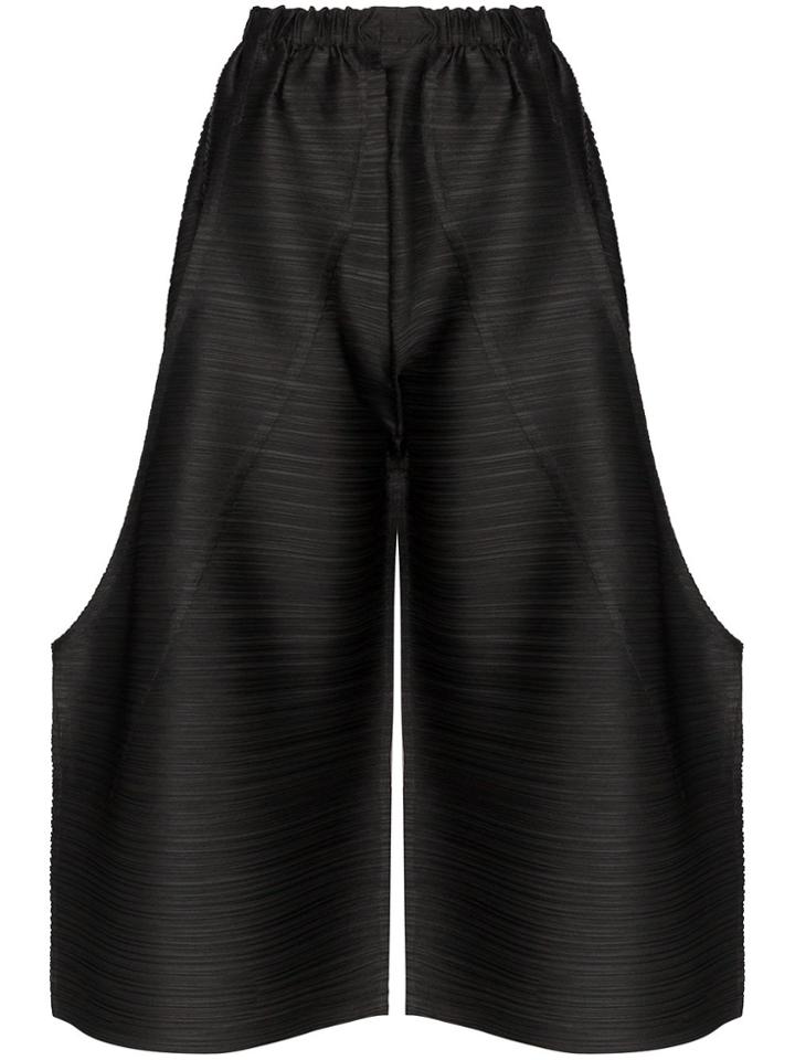Pleats Please Issey Miyake Structured Pleated Culotte Trousers - Black