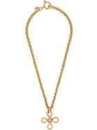 Chanel Vintage Cross Logo Long Necklace - Metallic