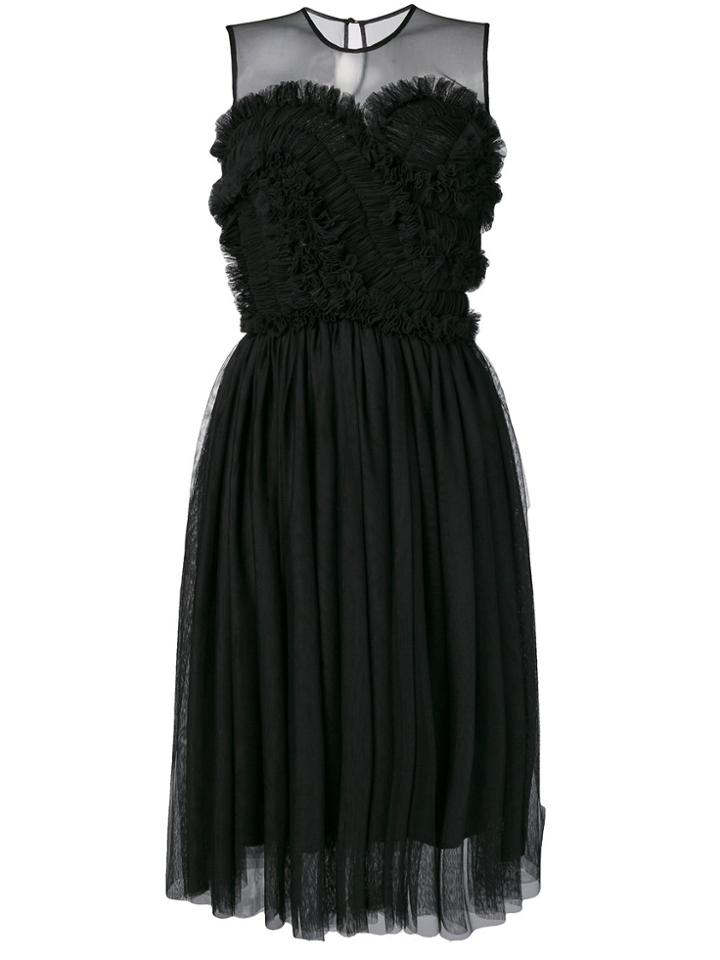 P.a.r.o.s.h. Frilled Bustier Sleeveless Dress - Black