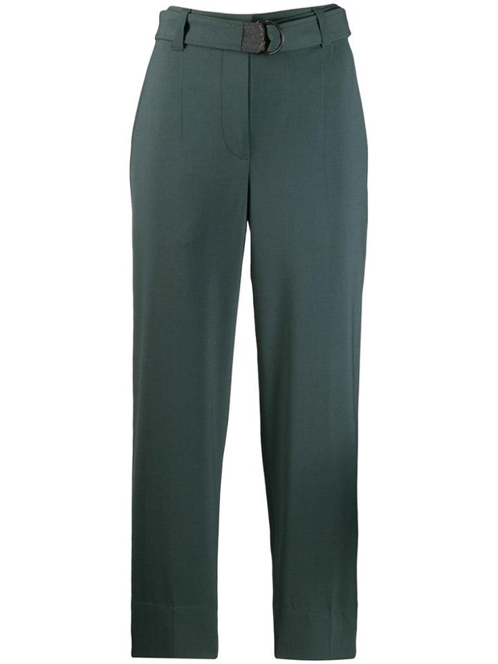 Brunello Cucinelli Cropped Cigarette Trousers - Green