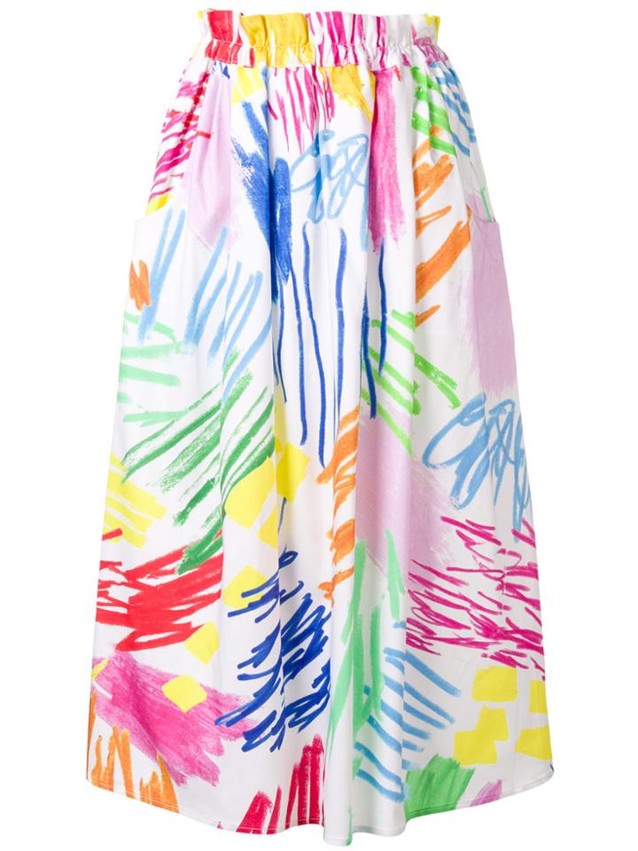 Mira Mikati Monster Stripe Printed Skirt - White