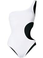Proenza Schouler Layered One Shoulder Swimsuit - White