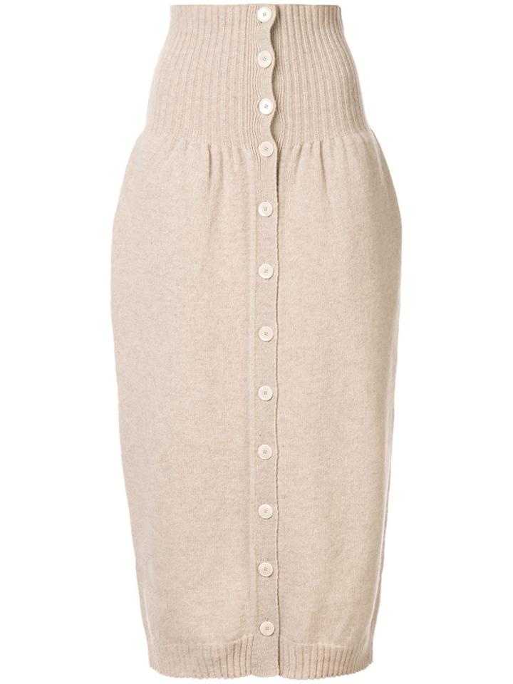 Lemaire High Waisted Knitted Skirt - Brown