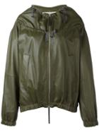 Marni Drawstring Neck Jacket, Women's, Size: 38, Green, Leather/silk
