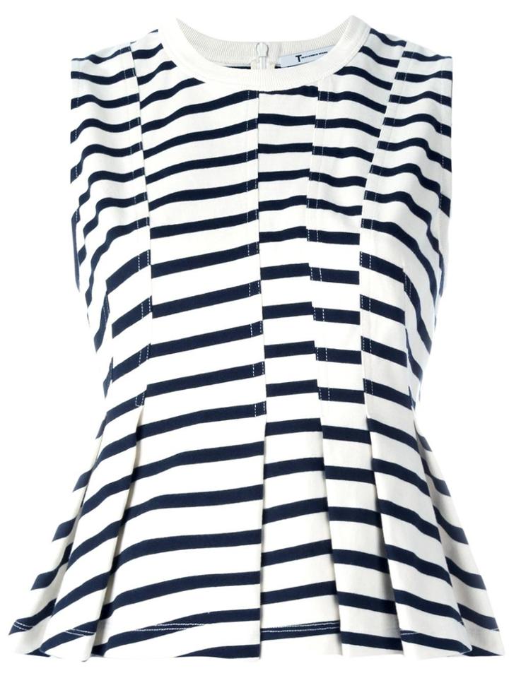 T By Alexander Wang Striped Peplum Top - White
