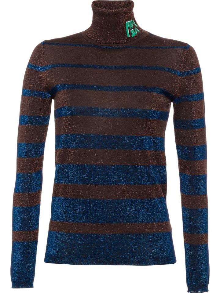 Prada Striped Turtleneck - Blue
