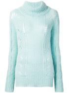 Semicouture Knitted Mock Neck Sweater - Blue