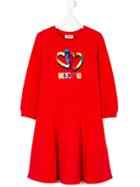 Moschino Kids Teen Logo Print Dress - Red
