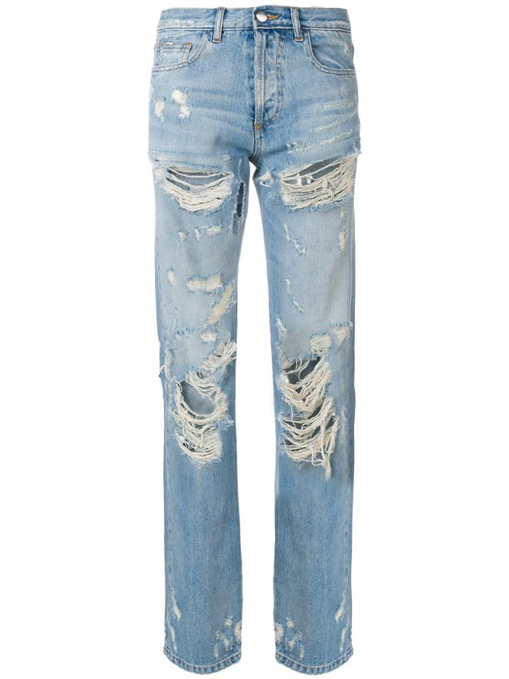 Faith Connexion Distressed Straight Jeans - Blue