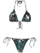 Brigitte - Triangle Camouflage Bikini Set - Women - Polyamide/spandex/elastane - P, Green, Polyamide/spandex/elastane