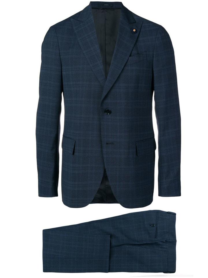 Lardini Check Print Suit - Blue