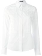 Dolce & Gabbana Floral Embroidered Bib Shirt, Women's, Size: 40, White, Cotton/viscose/nylon