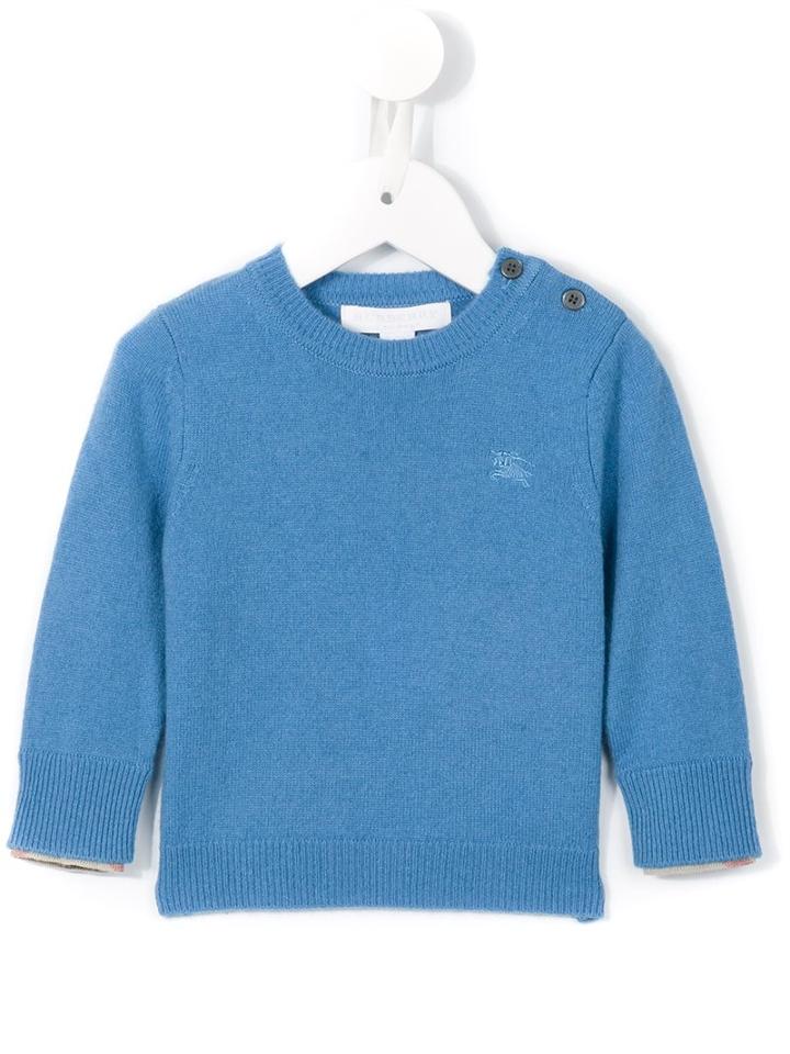 Burberry Kids - Check Trim Jumper - Kids - Cashmere - 9 Mth, Blue