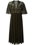 Giamba Pleated Dress, Women's, Size: 42, Green, Polyester