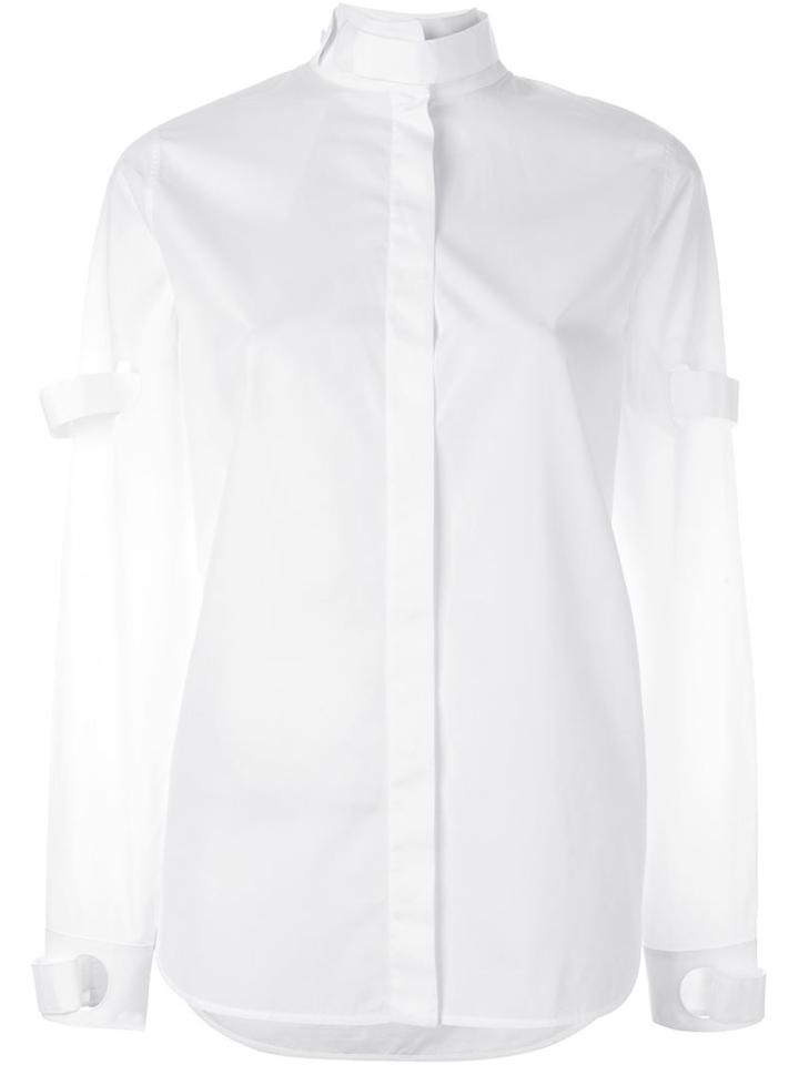 Courrèges Banded Shirt, Women's, Size: 40, White, Cotton