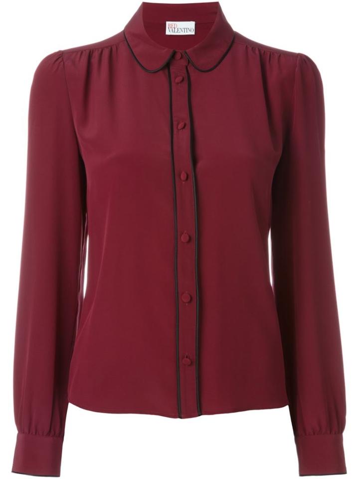 Red Valentino Button Front Shirt, Women's, Size: 44, Pink/purple, Silk