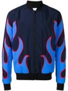 Msgm Appliqué Bomber Jacket, Men's, Size: 46, Blue, Polyamide