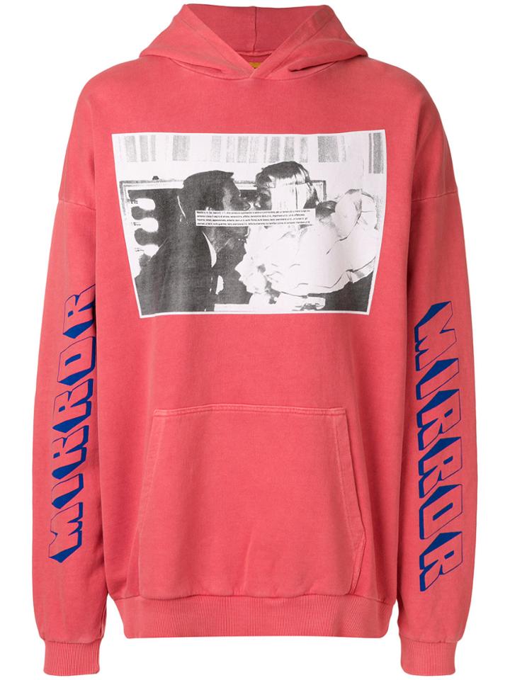 Mirror By Paura Slogan And Photo Print Hoodie - Red