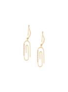 Aurelie Bidermann 'paperclip' Diamond Earrings, Women's, Metallic