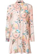 Love Moschino Space Motif Shirt Dress, Women's, Size: 42, Yellow/orange, Viscose/wool