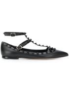 Valentino Rockstud Ballerina Shoes - Black