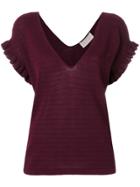 Chiara Bertani Frill Trim Knit Top - Pink & Purple